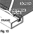 Screen held in place by a strip of neoprene