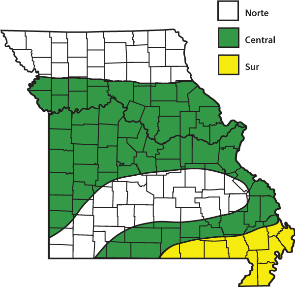 Hardiness zones map of Missouri.