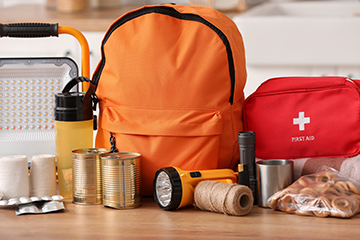 backpack and emergency preparedness items