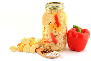 Pickled cauliflower and raw ingredients