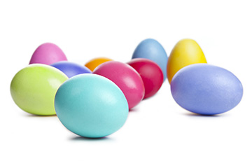 Dyed Easter eggs in various colors