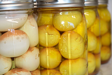 Jars of pickled eggs