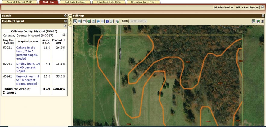 A sample soil map for a field to be sprayed.