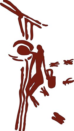 Cave painting of a person gathering honey