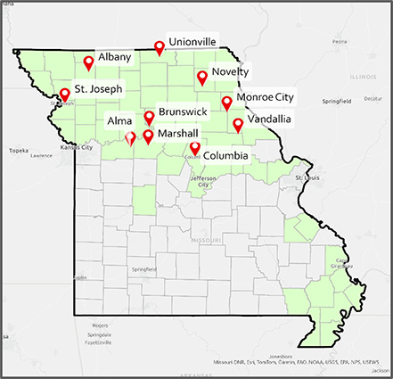 Map of Missouri Mesonet locations.