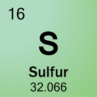 Sulfur tile from the periodic table of elements