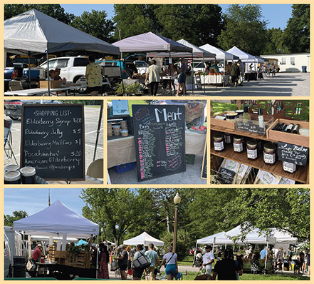Collage of farmers markets.