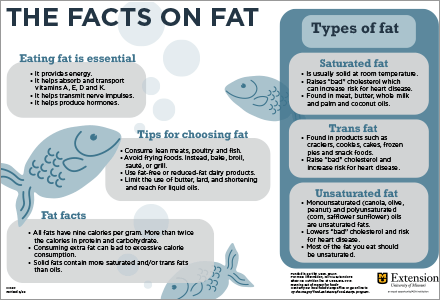 Facts on fat poster sharing important information about dietary fat.