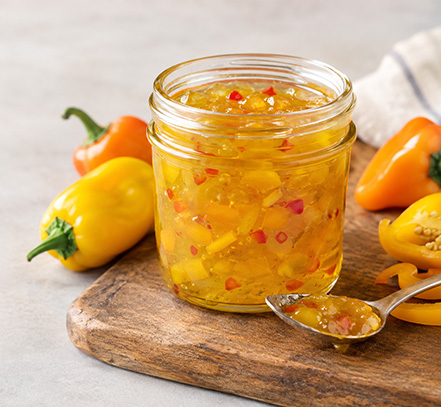 Jar of pepper jelly.