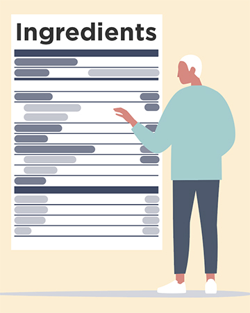 illlustration of a man reading ingredients label