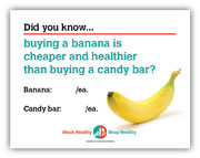 Banana vs. candy bar shelf talker