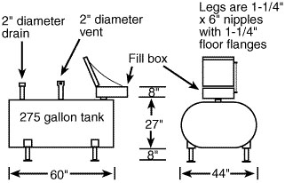 Typical used oil tank dimensions