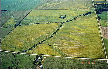 Aerial view of a central Missouri field