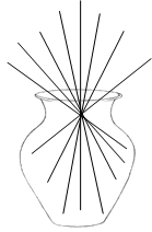Sketch showing stems criss-crossed in a vase.