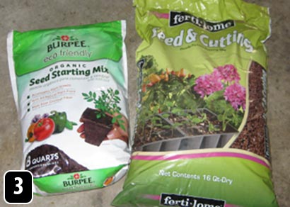 Two bags of differents brands of potting soil.