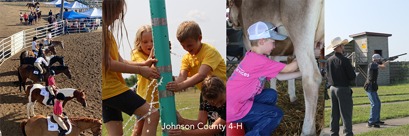 Johnson County 4-H'ers participating in various outdoor activities at 4-H fairs and other events