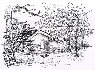 Sketch of Cabin, by Rachelle Gardner-Roe