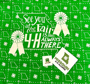 Gifts to members: Missouri 4-H Alumni sticker, lapel pin and bandana