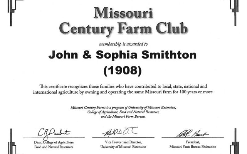 image of Century Farm Certificate