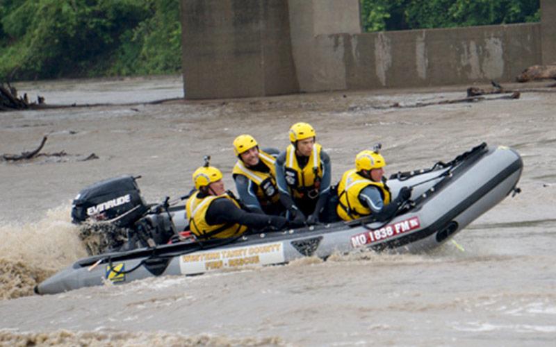 rescue team in boat