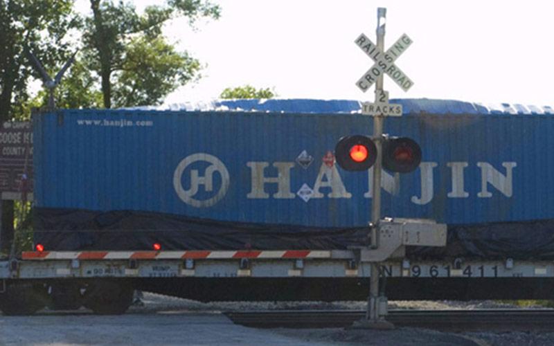 train at a crossing
