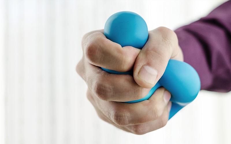 anti-stress ball being squeezed