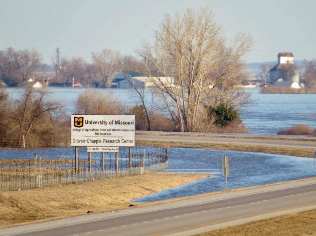 The MU Graves-Chapple Research Center was just one location along the Missouri River affected by 2019 flooding. Photo courtesy of Jim Crawford.