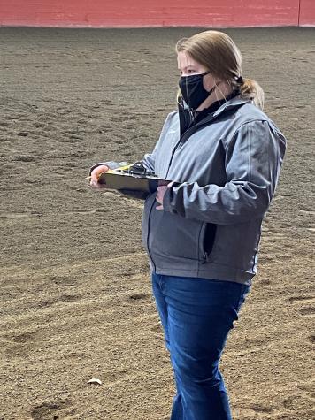 Jenna Hasekamp at a recent livestock judging contest in Elsberry, Mo.