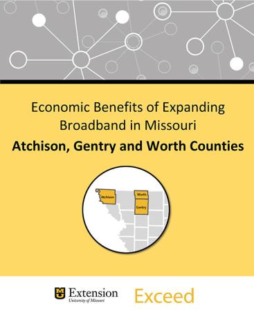 Cover of report on economic impact of expanding broadband in three Missouri counties. Download at http://muext.us/BroadbandResources.