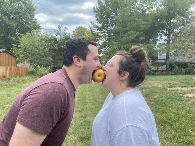 Some apple games bring couples closer together. Apple bobbing was once said to predict love and marriage. Photo courtesy of Michele Warmund, MU Extension.