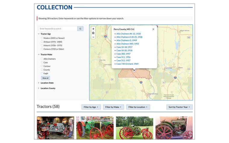 Screenshot of American Tractor Club database