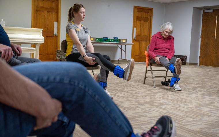 Instructor and participants in "Stay Strong, Stay Healthy" class