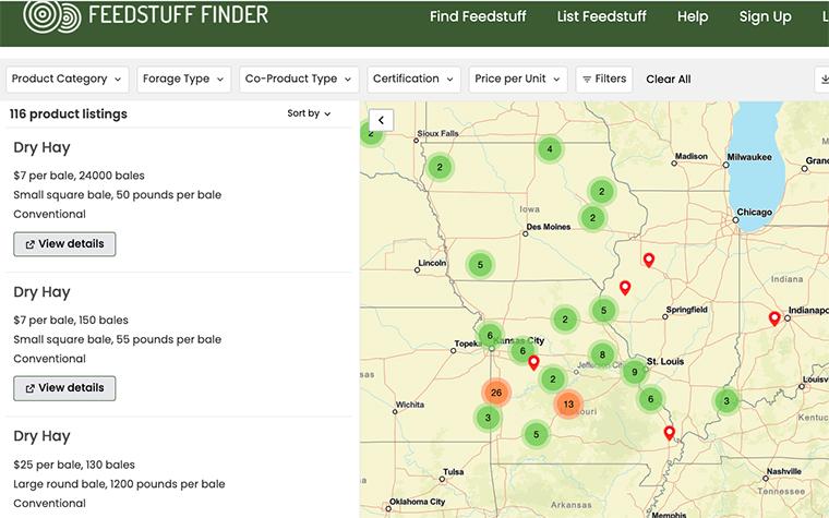 Screenshot from Feedstuff Finder