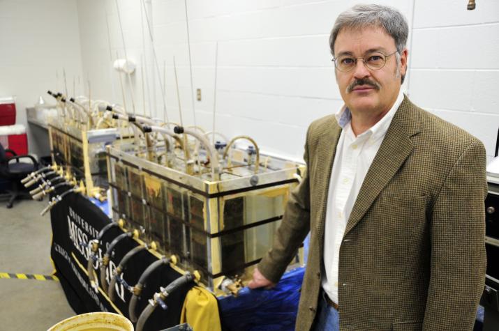 David Brune is a professor of bioprocessing and bioenergy engineering with the University of Missouri. His research seeks to refine the recipe for producing methane from food waste. Roger Meissen/MU Cooperative Media Group