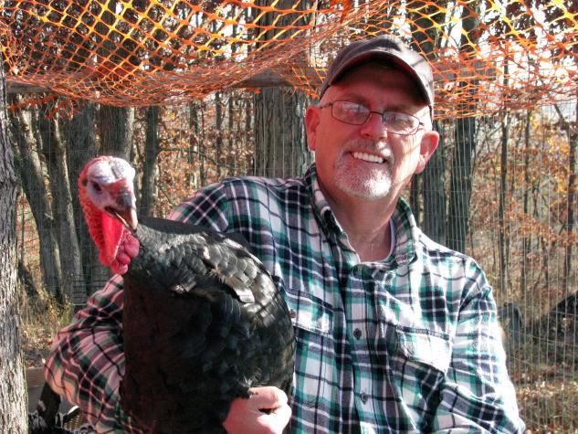 Rod Belzer raises heritage turkeys at Winigan Farms in Sullivan County, Mo. Photo by Linda Geist
