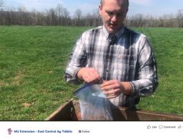 MU Extension agronomist Gatlin Bunton demonstrates how to take a soil sample in a video from the East Central Ag Tidbits page on Facebook.
