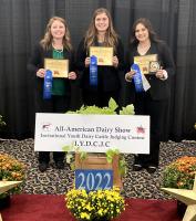 Pictured, from left:,Missouri 4-H dairy judging team members Lila Wantland, Whitney Yerina and Payton Nix at the All-American Dairy Show Invitational Youth Dairy Cattle Judging Contest in Harrisburg, Pa.