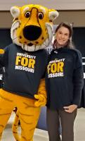 Jennifer Eldridge Houser, with Truman the Tiger, in October 2019, during her first week with MU Extension. As county engagement specialist in Knox County, she is helping local leaders, businesses and services raise awareness about COVID-19 health and safe
