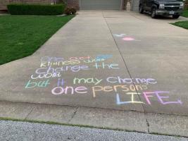 One neighborhood in Republic adopted weekly themes, like writing sayings and quotes on your driveway in chalk.David Burton