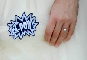 Alyssa Praiswater had a Camp Ca-Pow patch sewed to the lining of her wedding dress.Courtesy of Alyssa Praiswater