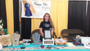 Taylor Thiessen, 15, of the Hallsville Go Getters 4-H Club of Boone County, was among 21 University of Missouri Extension 4-H youth selected to sell original handmade items to Missouri State Fair attendees. Taylor exhibited leather wrap bracelets, memory 