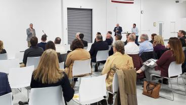 U.S. Rep. Blaine Luetkemeyer addresses a gathering of St. Charles-area manufacturers Feb. 25 in St. Peters at an event organized by the Partnership to Enhance Innovation, Resilience and Agility in Missouri’s Manufacturers.