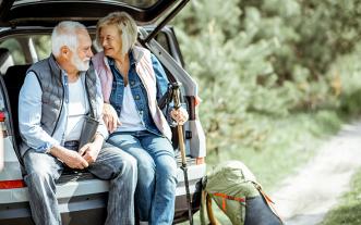 Retired couple on a hiking trip