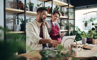 Proprietors at a plant store