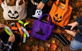 Halloween sacks and reflective tape