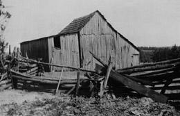 Old farm black and white photo
