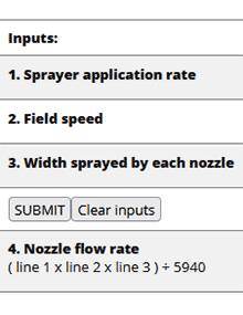 Nozzle flow rate calculator.