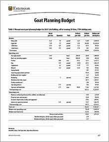 Goat Planning Budget publication, image of page 1