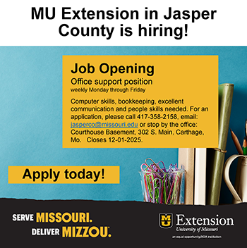 Jasper county opening flyer- office support- yellow text boxes blue background