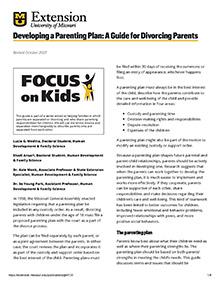 First page of Developing a Parenting Plan: A Guide for Divorcing Parents publication